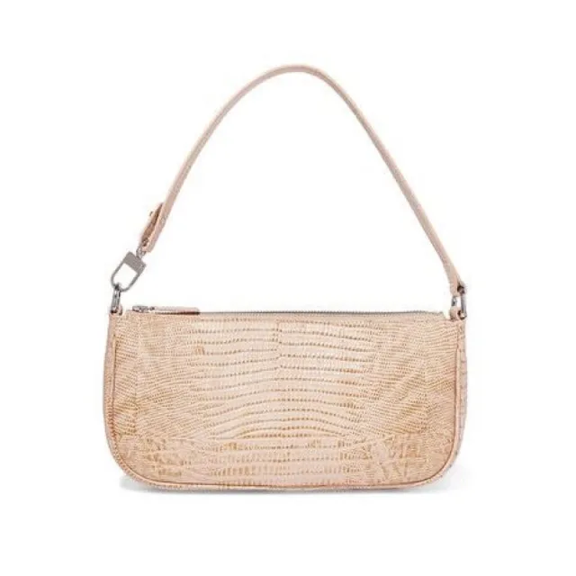Vintage snakeskin patent leather shoulder bag Apricot - Shop at LoveMi