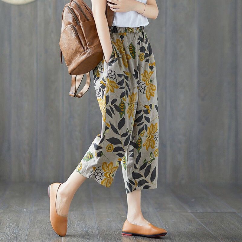 Women's literary retro harem pants Flowers - Shop at LoveMi