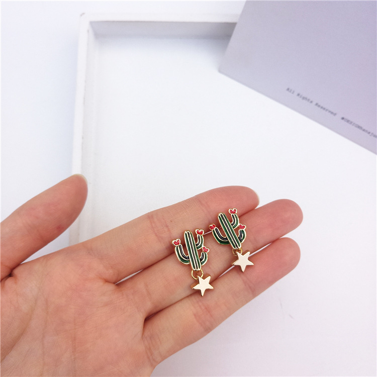 Cactus pentagram earrings