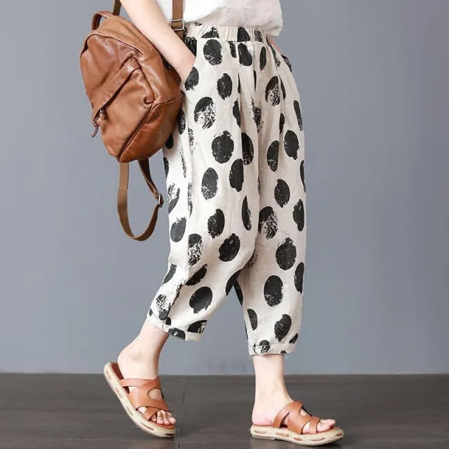 Women's literary retro harem pants Black Dot - Shop at LoveMi