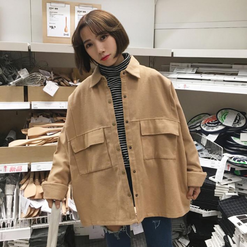 Women's woolen coat spring Korean shirt