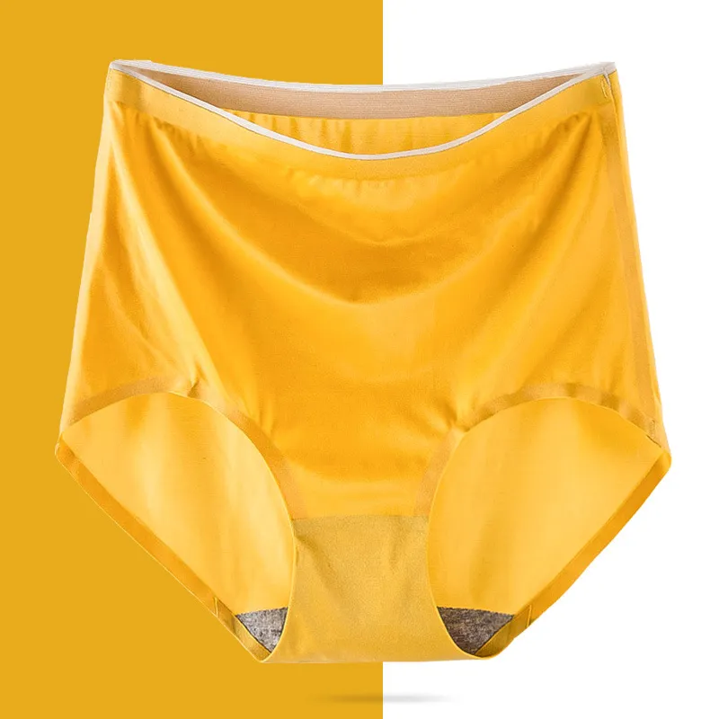 Abdominal ice silk seamless underwear - Yellow