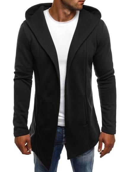 Hooded Fashion Panel Solid Cardigan Sweater