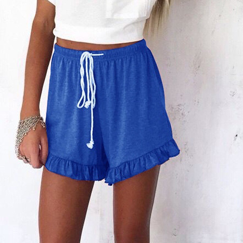 Drawstring ruffled shorts Blue - Shop at LoveMi