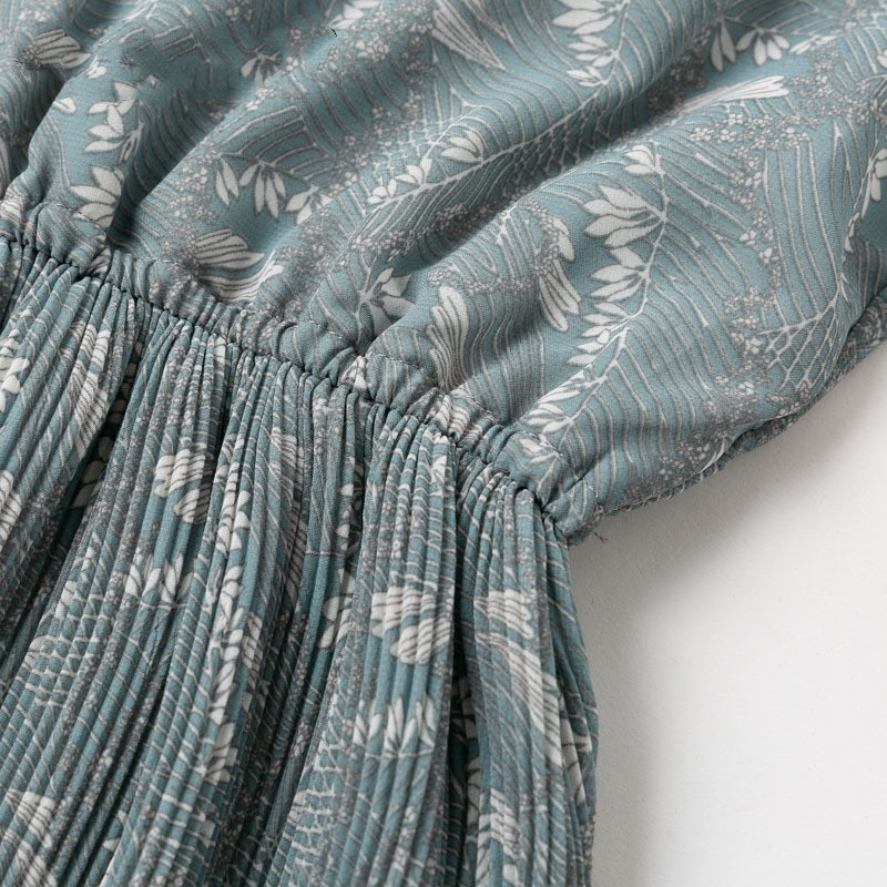 Long sleeve high waist print dress