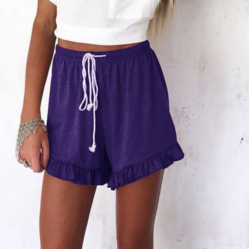 Drawstring ruffled shorts Purple - Shop at LoveMi