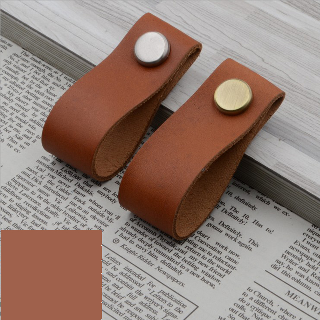 Pure brass leather handle (Dark brown)