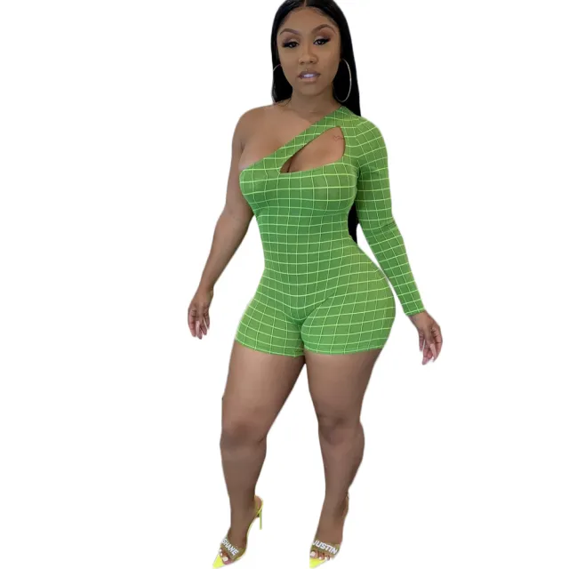 Plaid cutout jumpsuit Green - Shop at LoveMi