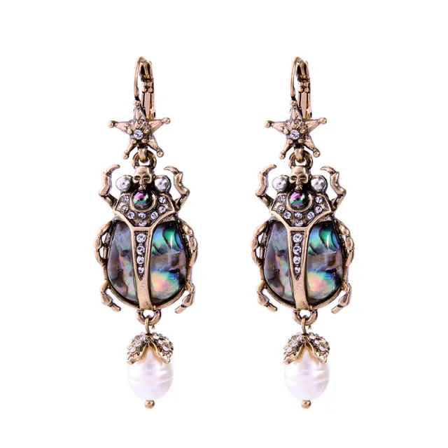 Wild natural pearl earrings retro ladybug earrings Ladybug Earrings - Shop at LoveMi