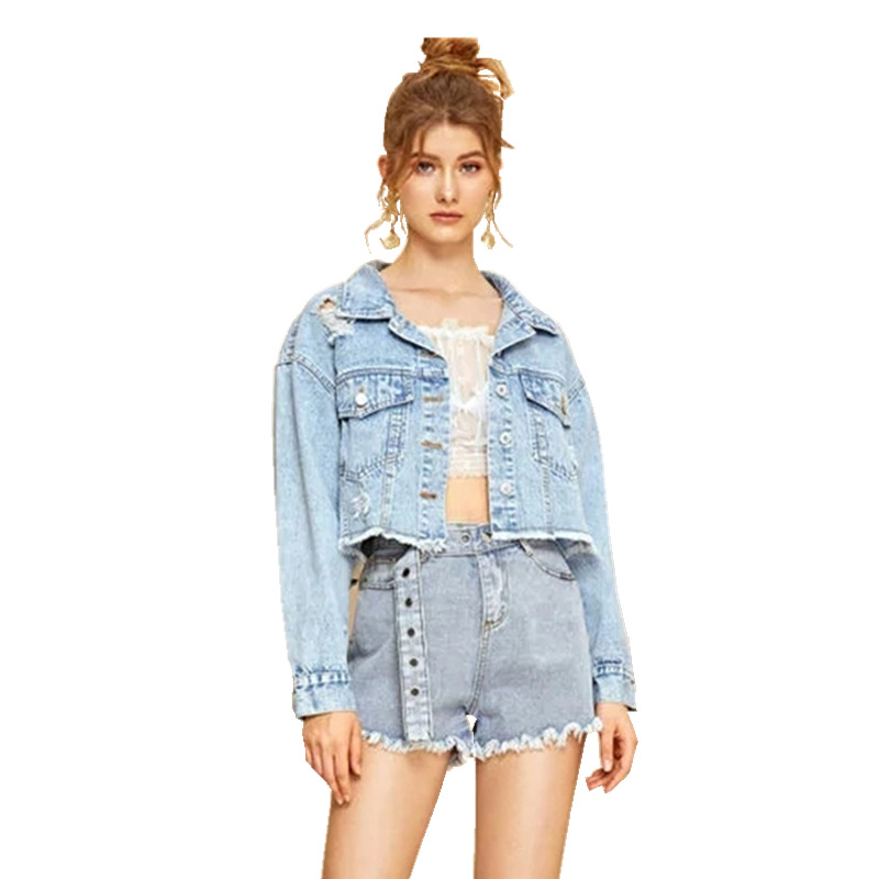 Shredded burr hunting denim jacket jacket