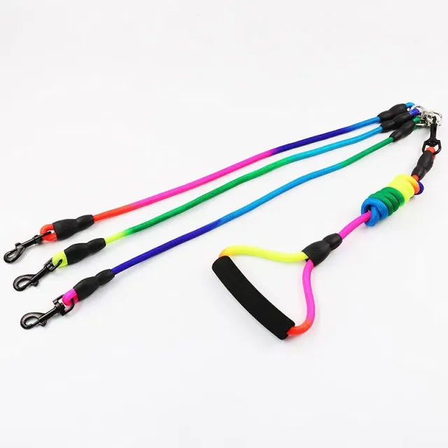 One drag three dogs leash Colorful - Shop at LoveMi