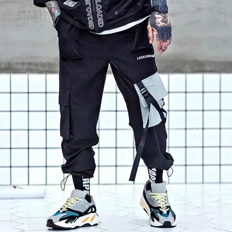Street hip hop Leggings men's contrast pocket overalls