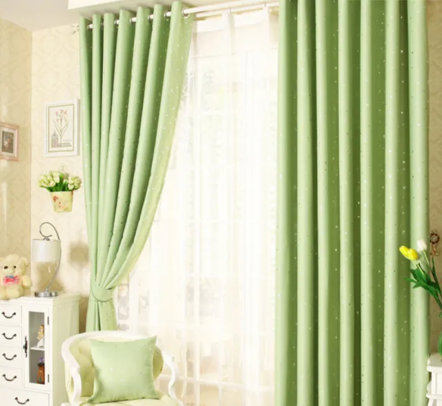 Star print perforated finished curtain Green - Shop at LoveMi