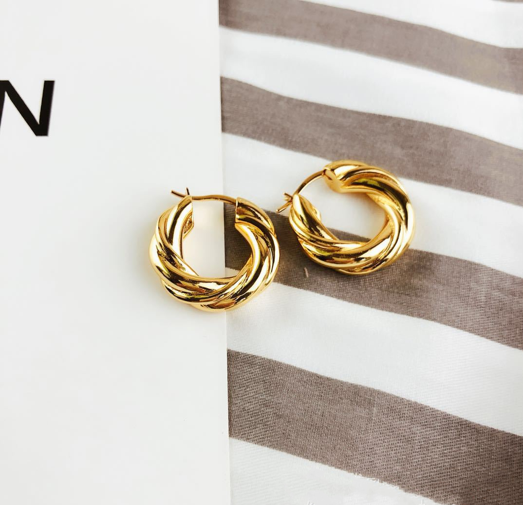 Vintage twist and gold-plated earrings