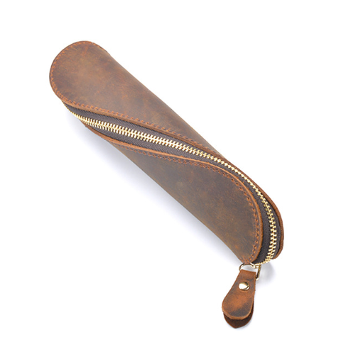 Vintage leather pencil case Coffee - Shop at LoveMi