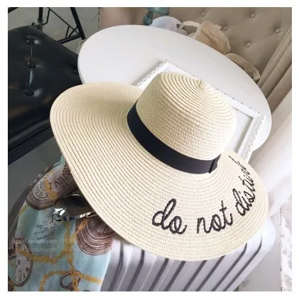 Embroidery Straw Cap - Beige