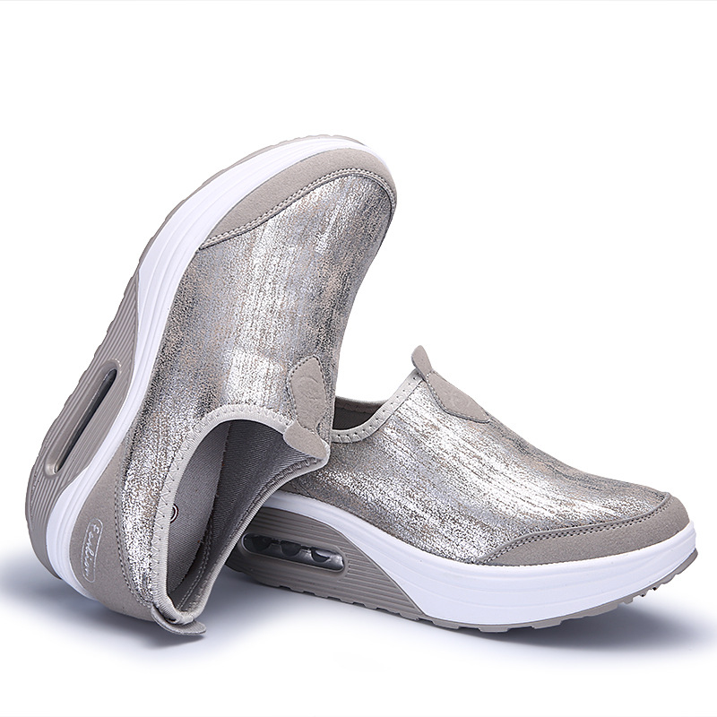 Sports women's shoes air cushion wedge thick rocking shoes
