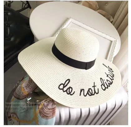 Embroidery Straw Cap - Cream