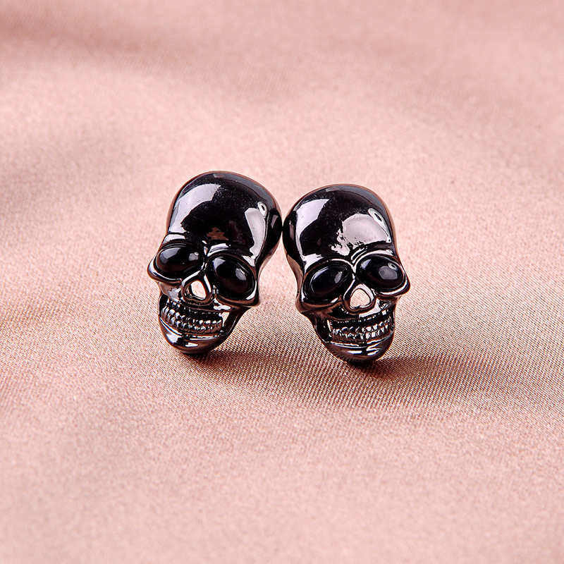 Punk transparent black evil big eyes skull earrings