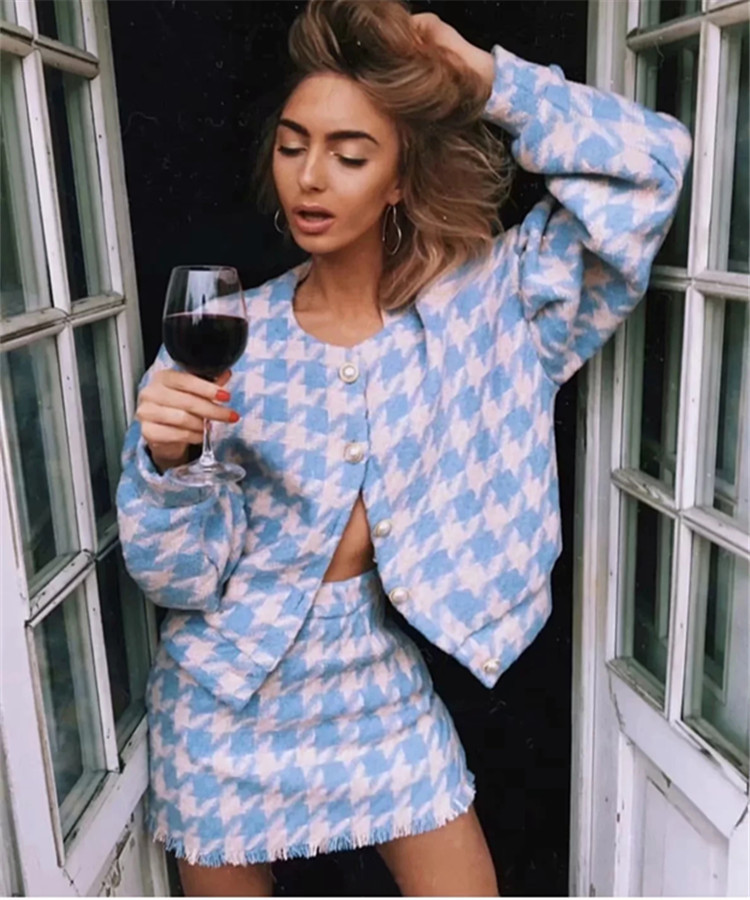 Autumn new fashion lattice suit