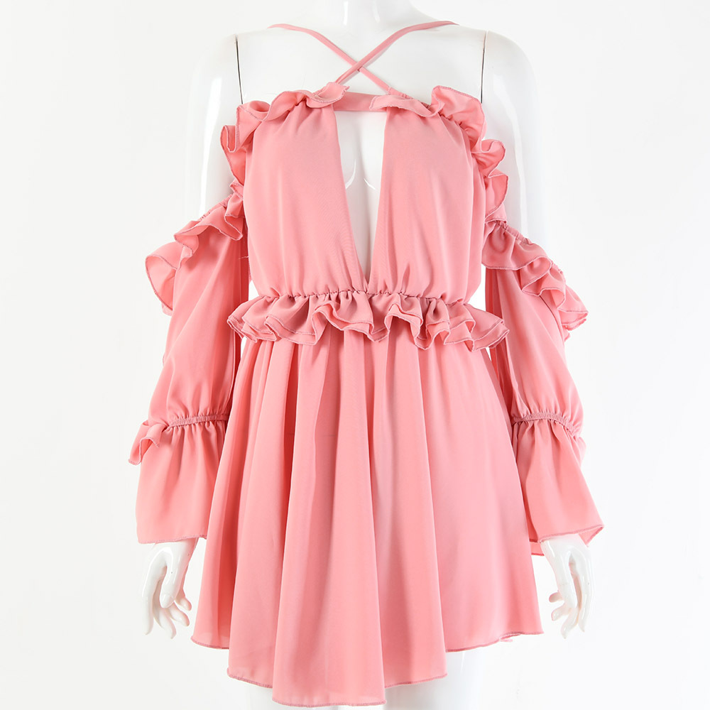 Ladies suspenders chiffon dress