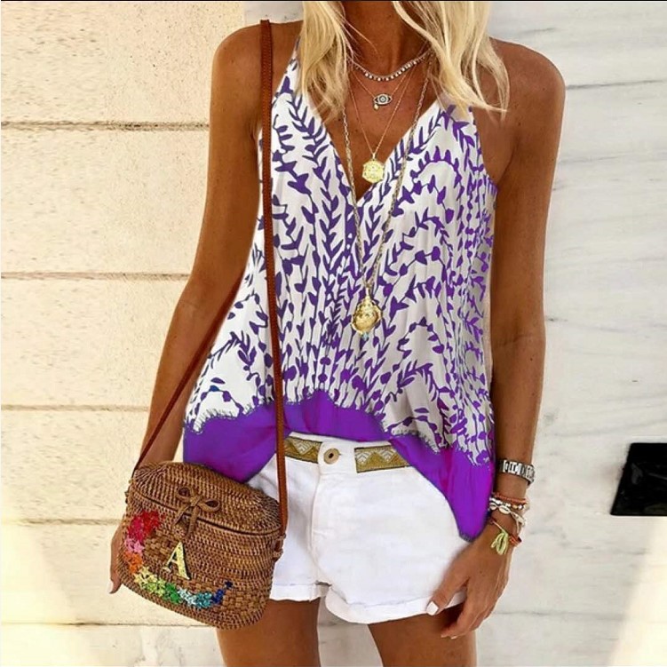 V-neck little daisy print vest camisole top women