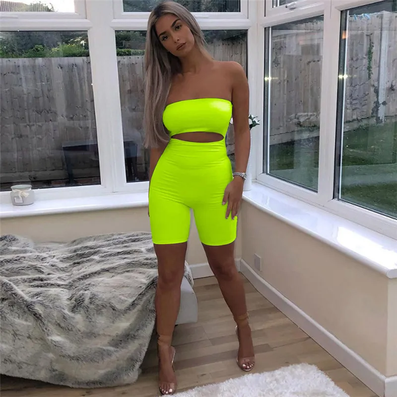 Straight shoulder back cutout jumpsuit - Green
