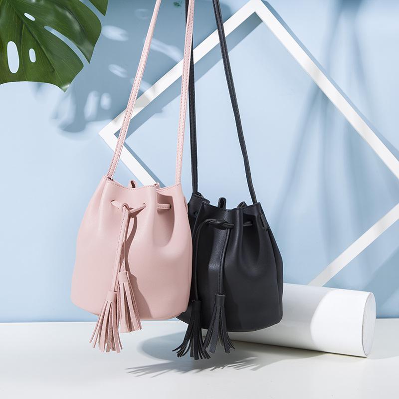 Women's fashion match color consistent wine rubber rope bucket bag