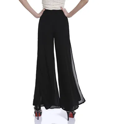 Chiffon harem pants split female wide leg pants Black - Shop at LoveMi
