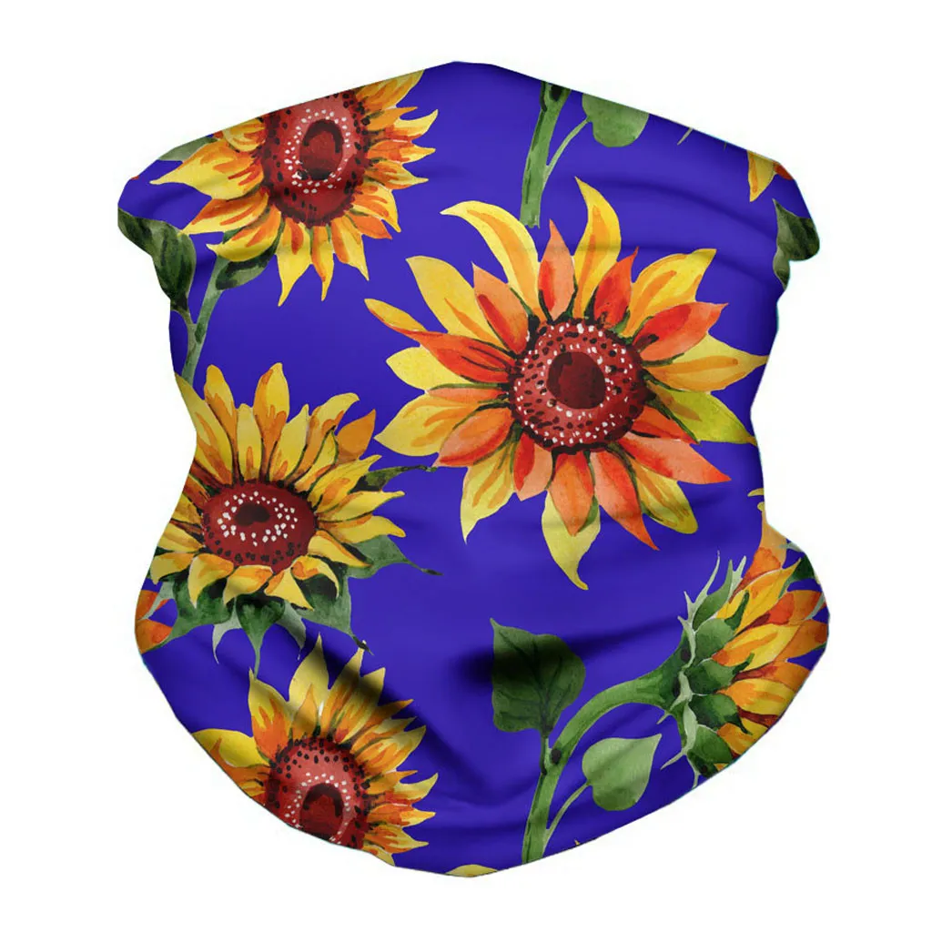 Digital printed sun flower scarf - Blue