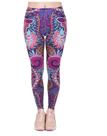 Printed thin pencil feet pants stretch big ladies yoga pants leggings - B2-One Size