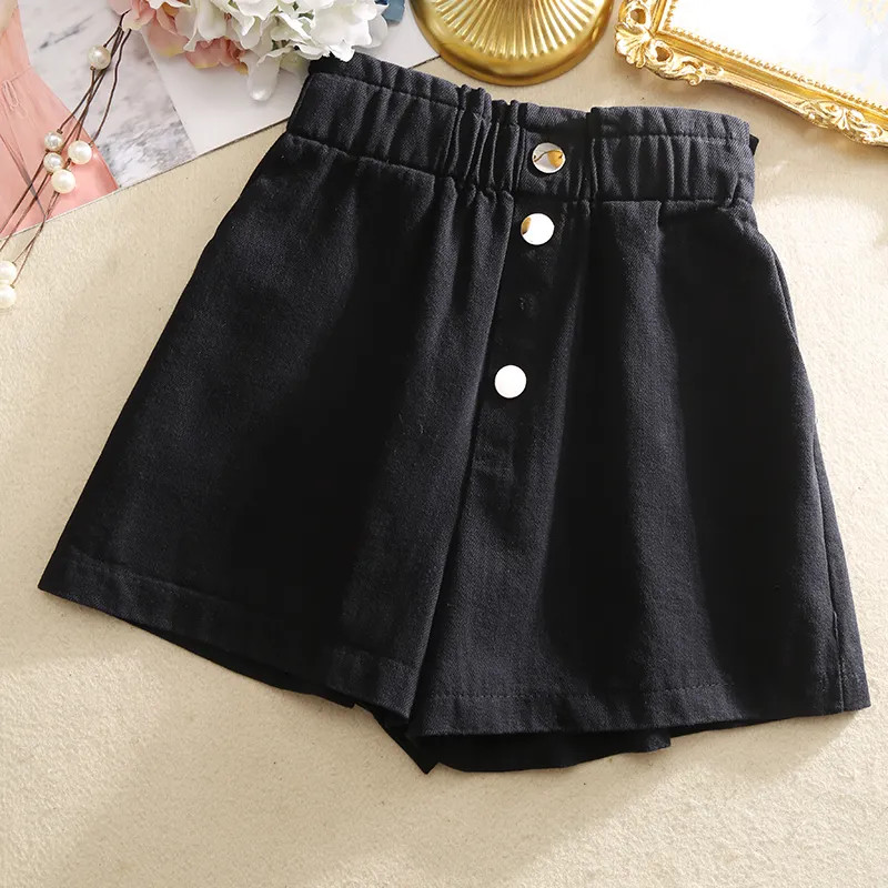 Breasted elasticated high waist shorts - Black