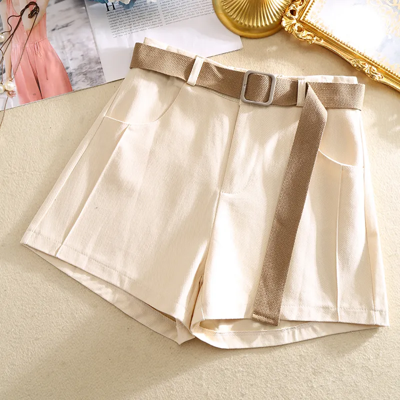 Thin wide leg hot pants - Apricot