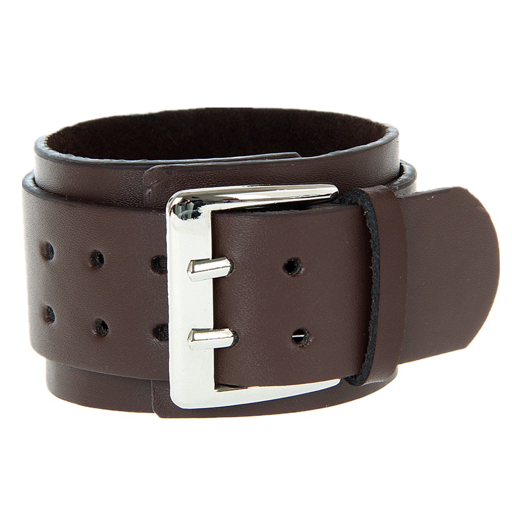 Wide leather bracelet