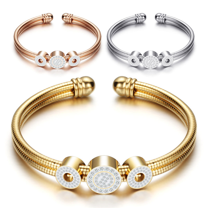 Full diamond adjustable length titanium steel bracelet