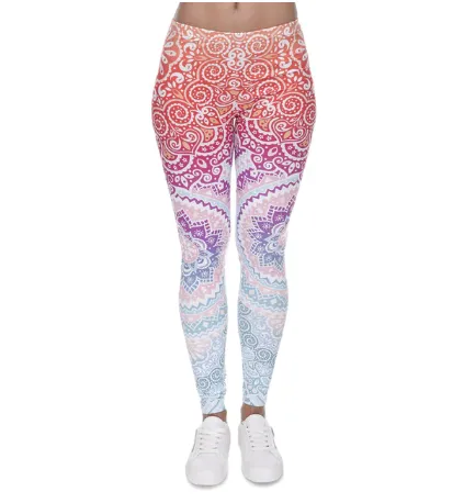Printed thin pencil feet pants stretch big ladies yoga pants leggings - D2-One Size