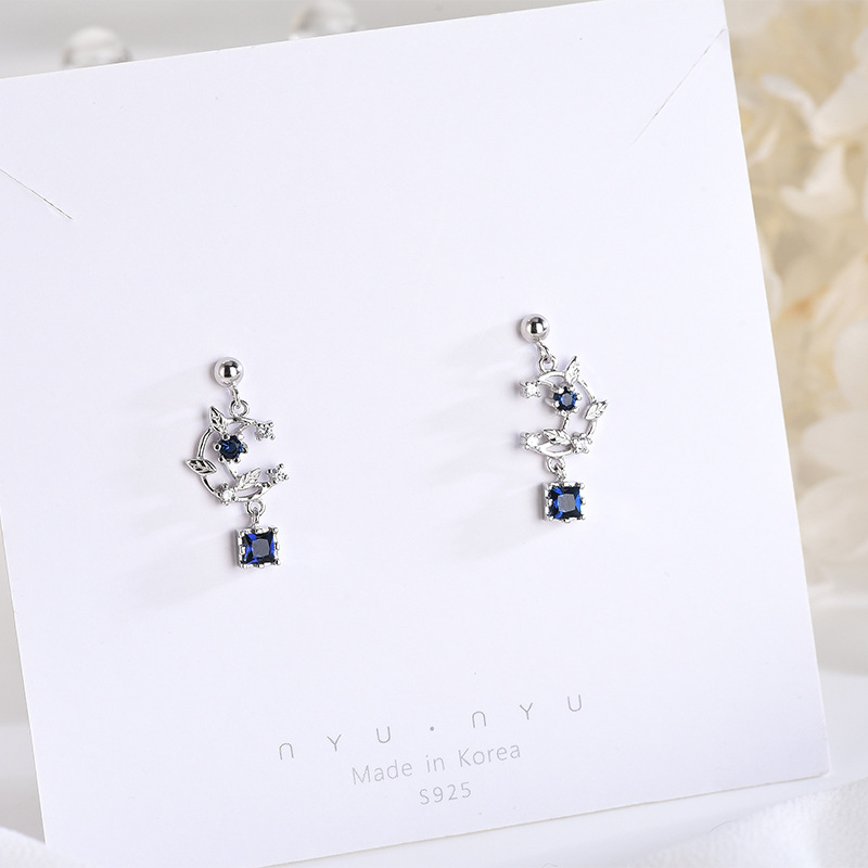 Zircon Leaf Moon Earrings