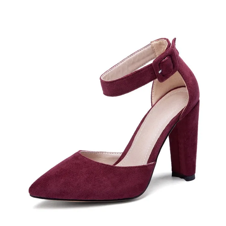 Microfiber high-heeled shoes - Wine