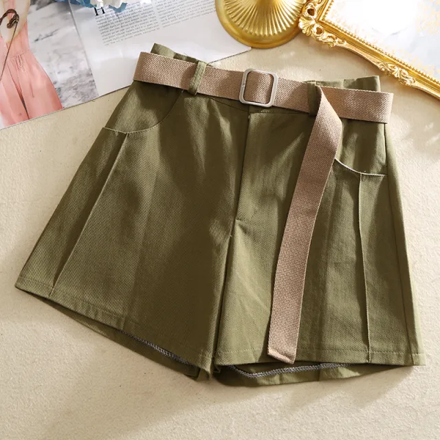 Thin wide leg hot pants Army Green - Shop at LoveMi
