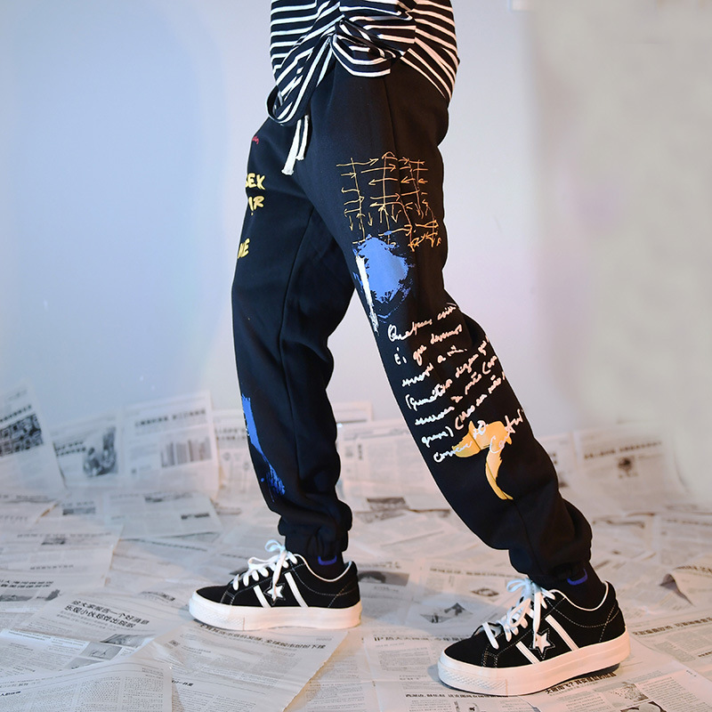 Loose plus velvet sports beam-leg trousers