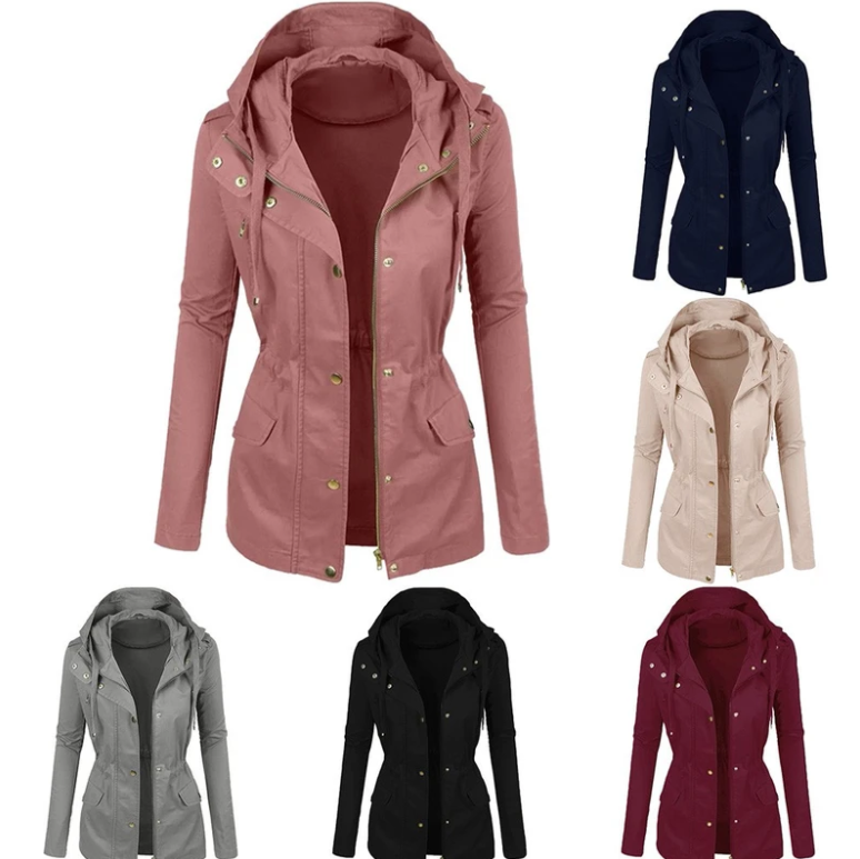 Women's fashion solid color lapel biker jacket