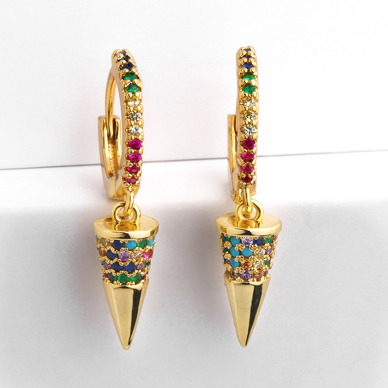 Colorful zircon star awl earrings