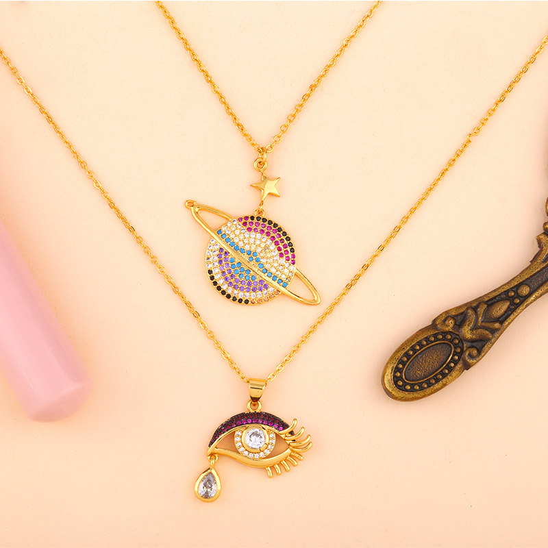 Micro inlaid color Diamond Star Necklace