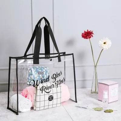 Transparent PVC beach bag ladies handbag - Black
