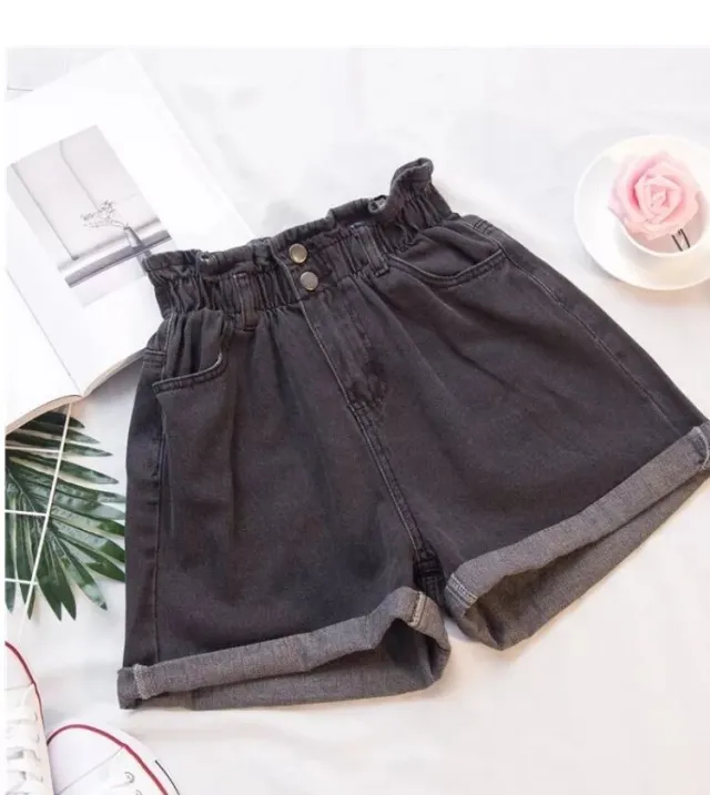 Denim shorts high waist loose loose thin legs hot Black - Shop at LoveMi