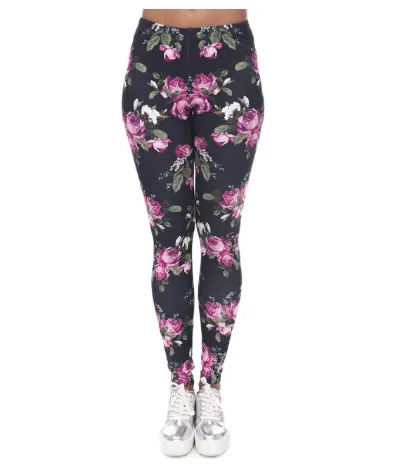 Printed thin pencil feet pants stretch big ladies yoga pants leggings - O2-One Size