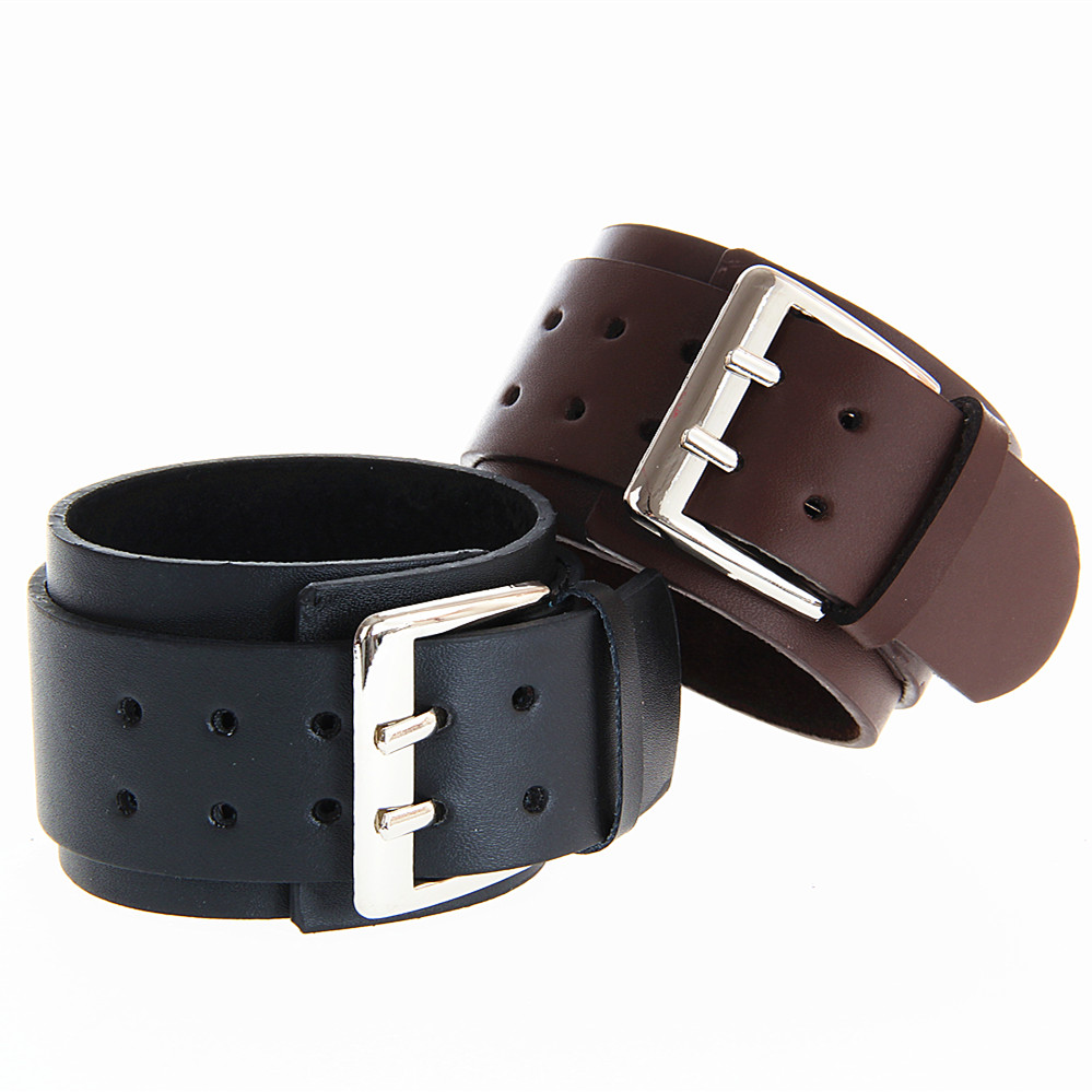 Wide leather bracelet
