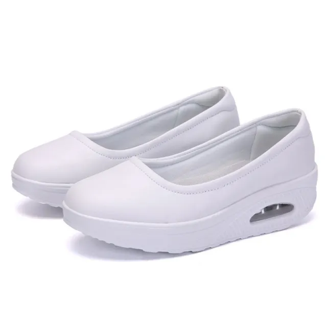 Plus size women's casual heightened wedge heel shoes White - Shop at LoveMi