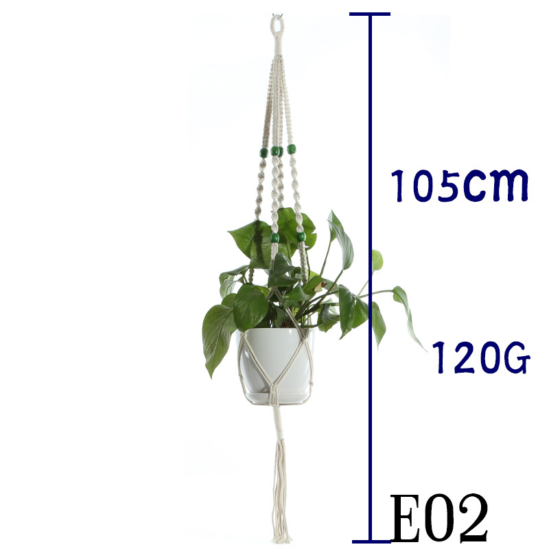 Flower Pot Net Bag Beige Cotton Rope Indoor Plant Hanger Hanging Basket Sling - Picture 12 of 12