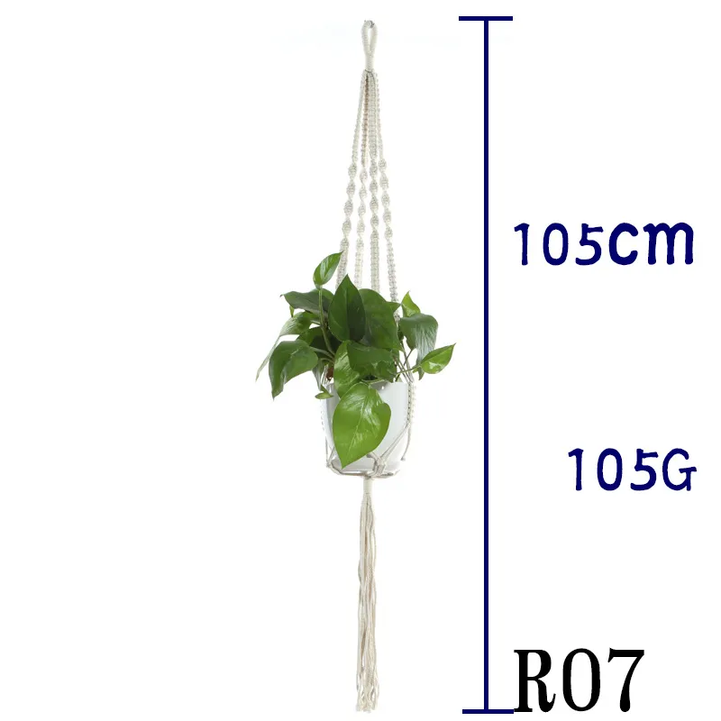Flower Pot Net Bag Beige Cotton Rope Indoor Plant Hanger Hanging Basket Sling - 9 Style